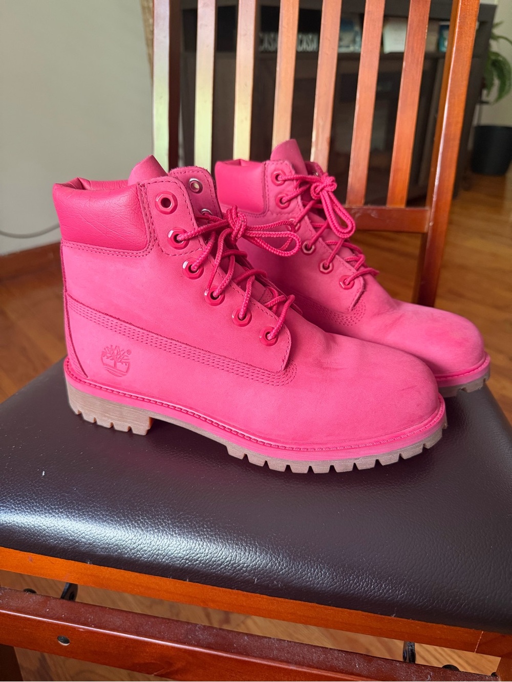 Timberland big girls Hot Pink Lace-Up Boots Size 5.5 - Picture 5 of 5